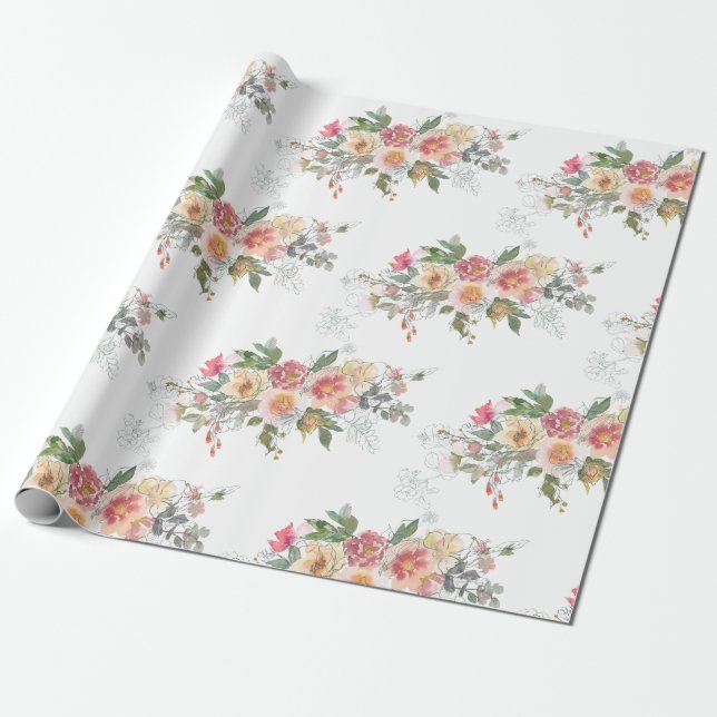 Papel De Presente Flores frescas que embrulham papel (Desenrolado)