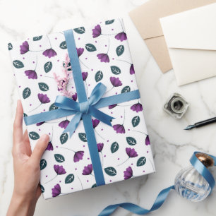 Papel De Presente Flores Lilás Roxas lavandas