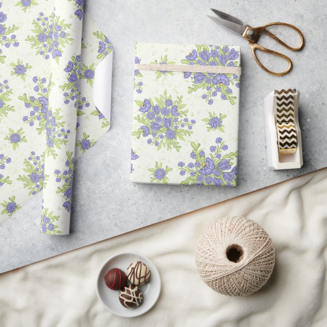 Papel De Presente Flores Lilases Roxas da Primavera (Artesanato)