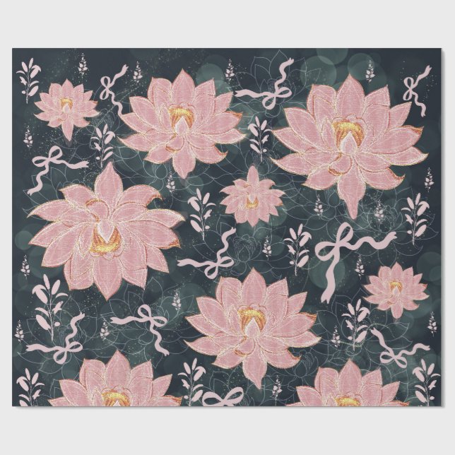 Papel De Presente Flores mágicas com desenho de brilho (Aberto)