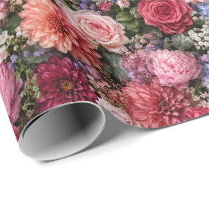 Papel De Presente Flores Mistas Primorosas Ultra-Detalhadas
