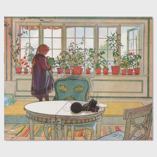 Papel De Presente Flores no muro de Carl Larsson (Aberto)