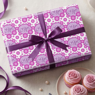 Papel de Presente Flores & Ovais com Texto em Scri