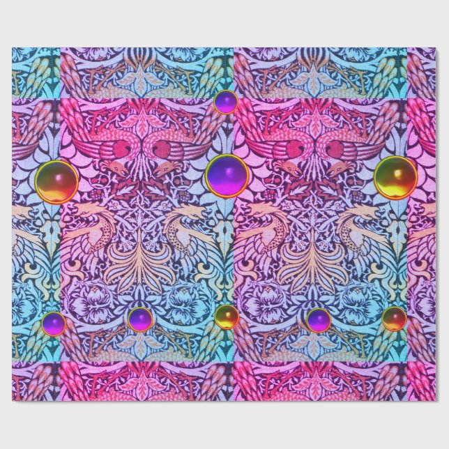 PAPEL DE PRESENTE FLORES,PACOTES,DRAGÕES,GEMS AMARELO-PINTOS (Aberto)