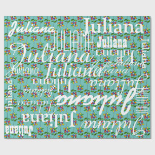 Papel De Presente flores. padrão de nomes personalizado