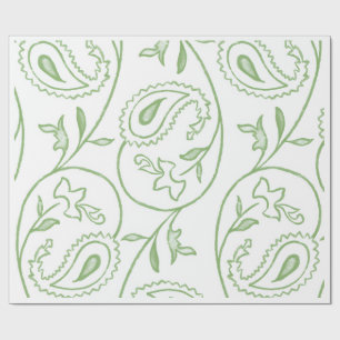 Papel De Presente "Flores Paisley Verde" Embrulho de Presente Floral