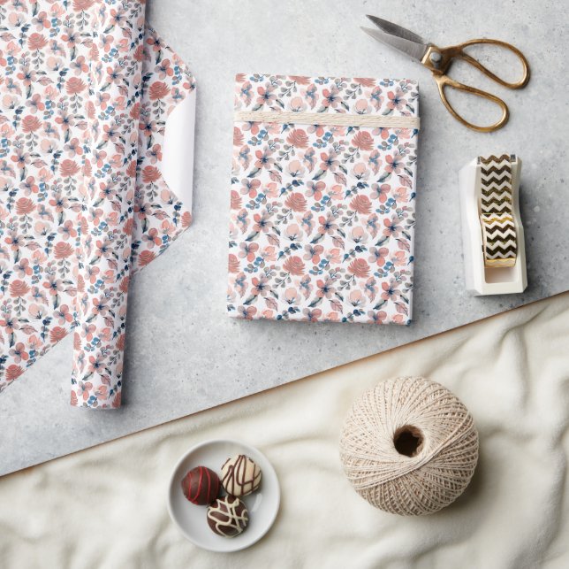 Papel De Presente Flores Pastéis Elegantes (Artesanato)