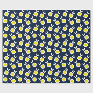 Papel De Presente flores quadradas azul marinho