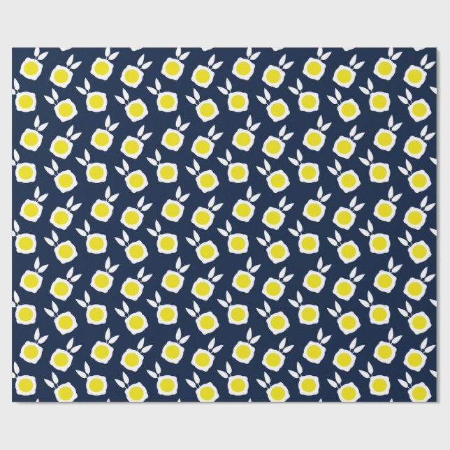 Papel De Presente flores quadradas azul marinho (Aberto)