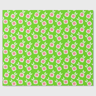 Papel De Presente flores quadradas verdes