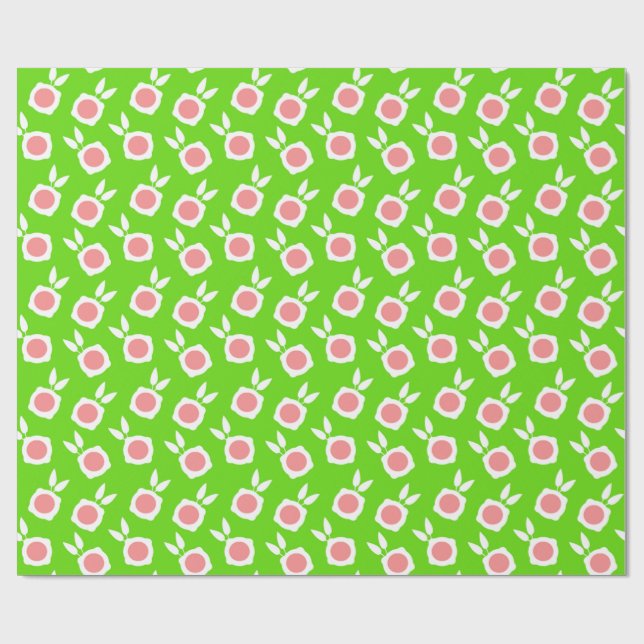 Papel De Presente flores quadradas verdes (Aberto)