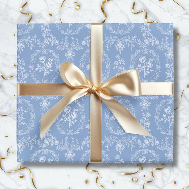 Papel De Presente Flores Rococó Antigas Padrão Floral (In situ)