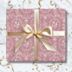 Papel De Presente Flores Rococó Antigas Padrão Floral