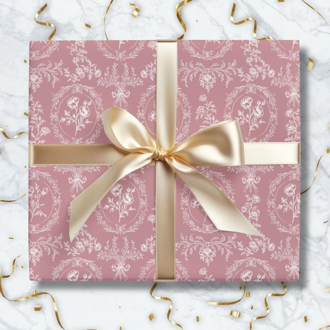 Papel De Presente Flores Rococó Antigas Padrão Floral (In situ)