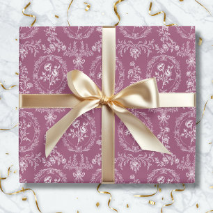 Papel De Presente Flores Rococó Antigas Padrão Floral