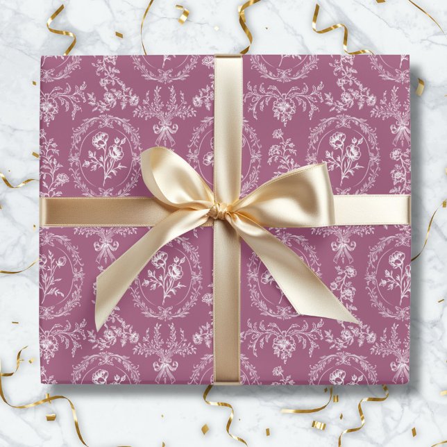 Papel De Presente Flores Rococó Antigas Padrão Floral (In situ)