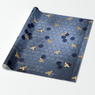 Papel De Presente Flores Românticas De Abelhas Românticas