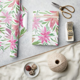Papel De Presente Flores Românticas De Aquarela Elegantes