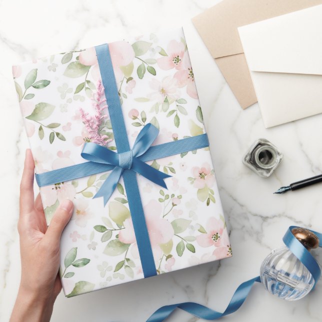 Papel De Presente Flores Rosa Bonitas de Aniversário (Presentear)