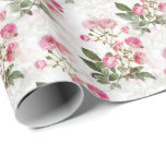 Papel De Presente Flores-Rosa Flóridas Elegantes Vintage<br><div class="desc">Papel de embrulho de flores elegantes com flores rosa bonito. Embalagem floral de presente para todas as ocasiões, incluindo aniversários para ela e chás de panela.</div>