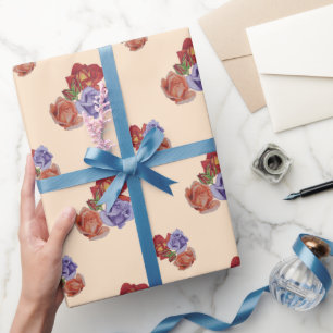 Papel De Presente flores rosas vermelhas e rosa florais