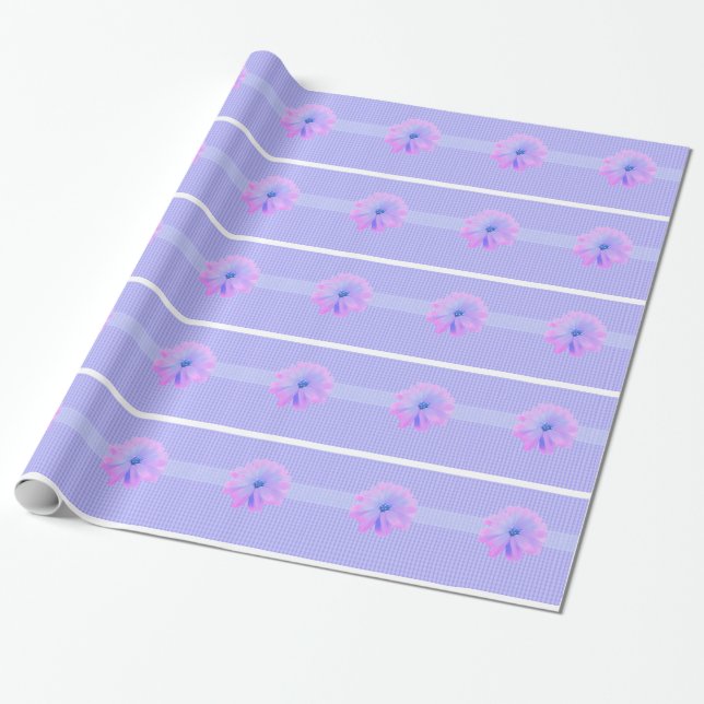 Papel De Presente Flores Roxas e um Padrão de Pergaminho (Desenrolado)