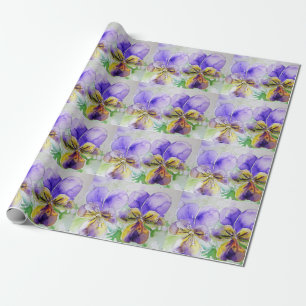 Papel De Presente Flores roxas Viola Pansy Moldagem por Aquecimento