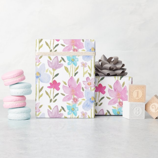 Papel De Presente Flores Selvagens Coloridas Modernas (Chá de bebê)