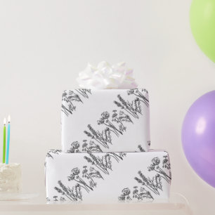 Papel De Presente Flores Selvagens de Aquarela Simples Botânica Clás