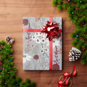 Papel De Presente Flores Selvagens Modernas   Elegante Boho Floral