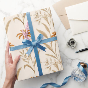 Papel De Presente Flores selvagens Terracotta Padrão Botânico
