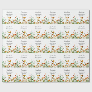 Papel De Presente Flores silvestres amarelas alaranjadas modernas e