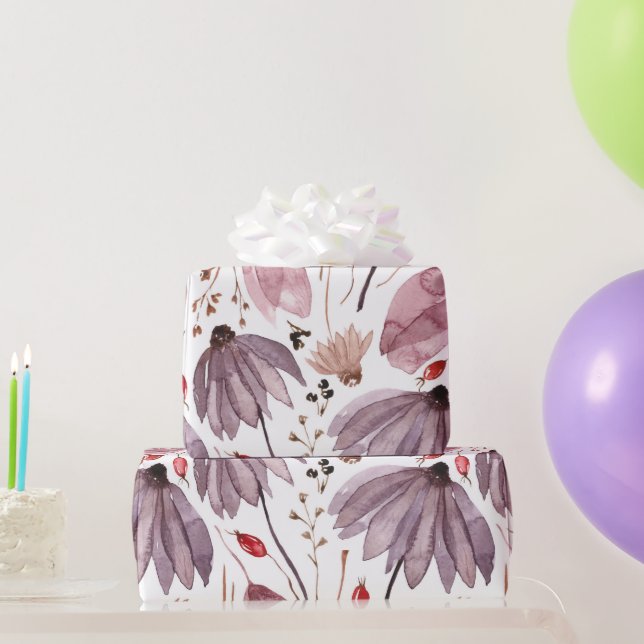 Papel De Presente Flores Silvestres Boho de Outono (Presentes para festas)