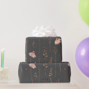 Papel De Presente Flores Silvestres Boho de Outono