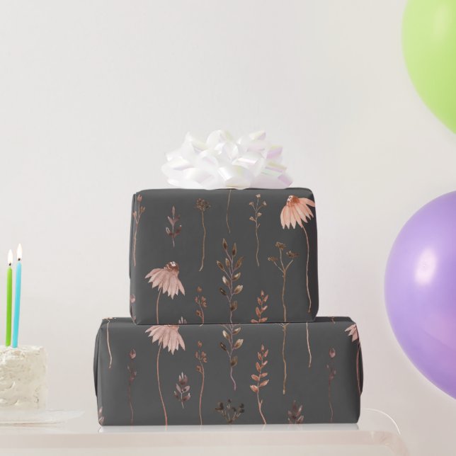 Papel De Presente Flores Silvestres Boho de Outono (Presentes para festas)