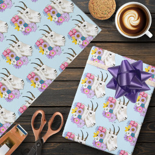 Papel De Presente Flores Silvestres Cabra da Montanha Branca Naturez