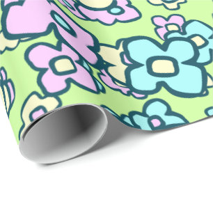 Papel De Presente Flores Silvestres Caprichosas Floral Alegre Primav