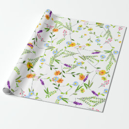 Papel De Presente Flores Silvestres de Primavera Verão