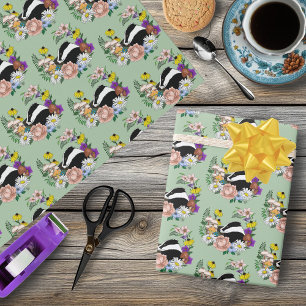 Papel De Presente Flores Silvestres de Texugo da Floresta Cogumelos 