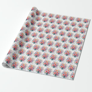 Papel De Presente Flores Silvestres Elegantes Coleção de Luxo