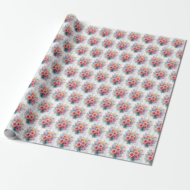 Papel De Presente Flores Silvestres Elegantes Coleção de Luxo (Desenrolado)