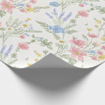 Papel De Presente Flores Silvestres Rosa Amarelo Azul Estilo Aquarel<br><div class="desc">Este papel de presente com delicadas flores rosa, azul, amarelo e roxo em estilo ilustração aquarela é perfeito para casamentos, aniversários, Dia das Mães, etc. Imagem gerada por IA por IveyCottage.</div>