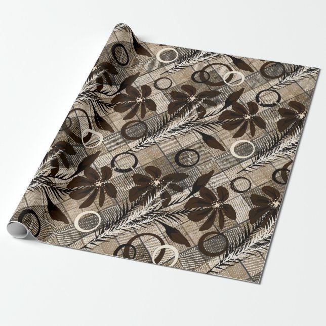 Papel De Presente Flores sobre fundo controlado num estilo rústico (Desenrolado)