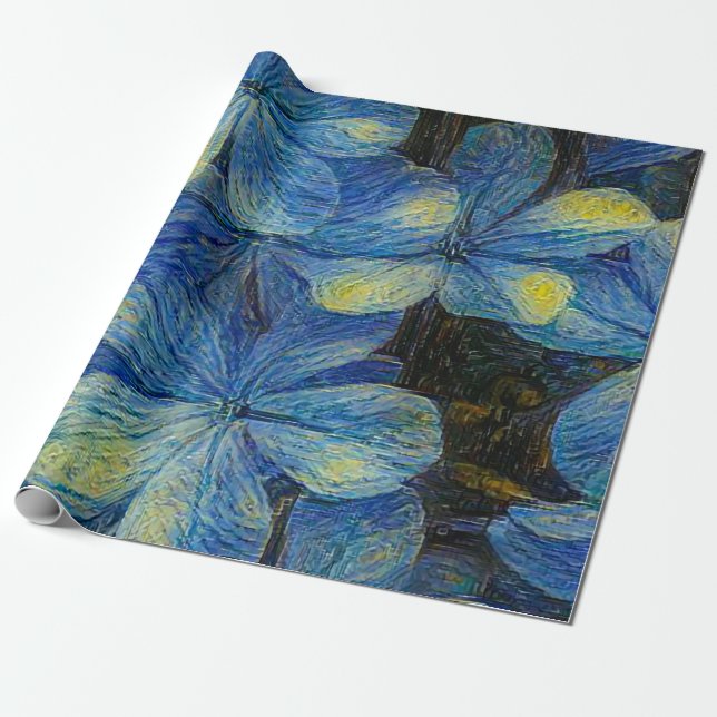 Papel De Presente Flores sonhadoras no estilo de arte Vincent Van Go (Desenrolado)