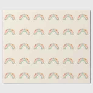 Papel De Presente Flores Sorridentes Seamless Padrão Arco-Íris Paste