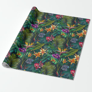 Papel De Presente Flores Tropicais Da Selva