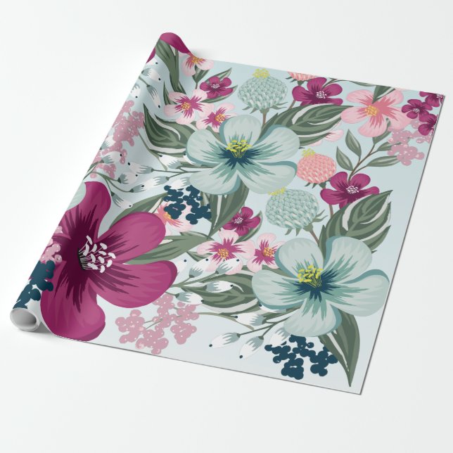 Papel De Presente Flores tropicais de cilindro de papel de 60 lb em  (Desenrolado)