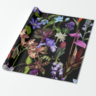 Papel De Presente Flores tropicais e de jardim.