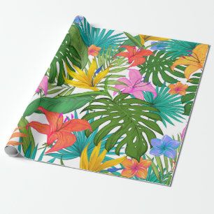 Papel De Presente flores tropicais que embrulham papel