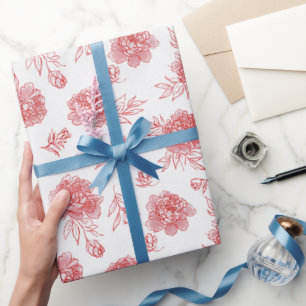 Papel De Presente Flores Vermelhas Chic Casamento